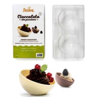STAMPO CIOCCOLATO MEZZA SFERA in Policarbonato Ø 75 mm 2 cavità DECORA