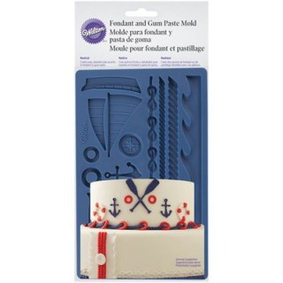 STAMPO DECORAZIONE NAUTICA (MARINAIO) IN SILICONE per pasta di zucchero - L 12,8 cm x H 20 cm - 1 pezzo - WILTON