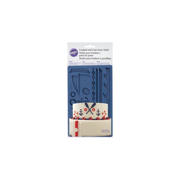 STAMPO DECORAZIONE NAUTICA (MARINAIO) IN SILICONE per pasta di zucchero - L 12,8 cm x H 20 cm - 1 pezzo - WILTON