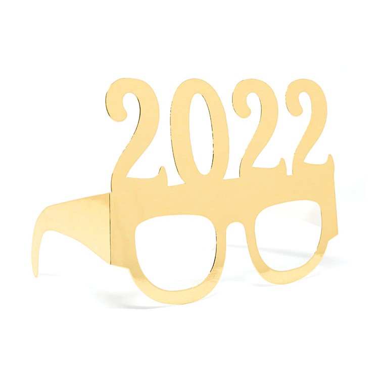 6 Occhialini in carta 2022 Oro Metal Ultimo dell'anno