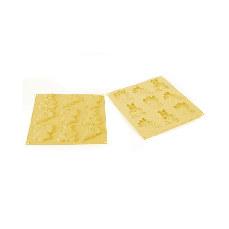 STAMPO IN SILICONE  My Easter Cookies (CAMPANA ,CONIGLIETTO CAROTA ) SILIKOMART