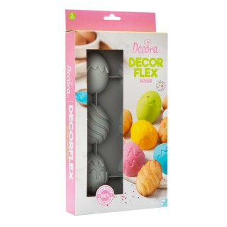 STAMPO IN SILICONE 6 UOVA DI PASQUA FORI DI 5,5 X 7 CM H 2,5 CM DECORA