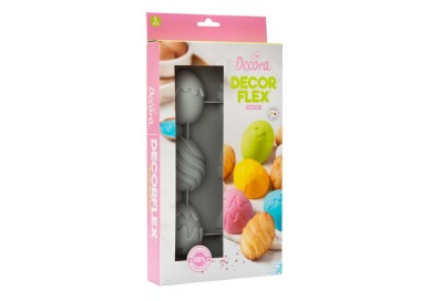 STAMPO IN SILICONE 6 UOVA DI PASQUA FORI DI 5,5 X 7 CM H 2,5 CM DECORA