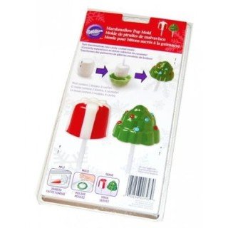 STAMPO MARSHMALLOW NATALE : Forma di ALBERO DI NATALE e PACCHETTO REGALO - STAMPO IN STAMPO MARSHMALLOW NATALE : Forma di ALBERO DI NATALE e PACCHETTO REGALO - STAMPO IN PLASTICA - 4 cavità con 2 forme diverse - WILTON