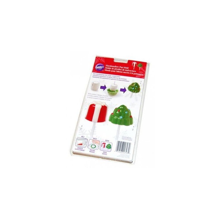 STAMPO MARSHMALLOW NATALE : Forma di ALBERO DI NATALE e PACCHETTO REGALO - STAMPO IN STAMPO MARSHMALLOW NATALE : Forma di ALBERO DI NATALE e PACCHETTO REGALO - STAMPO IN PLASTICA - 4 cavità con 2 forme diverse - WILTON