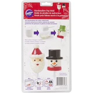 STAMPO MARSHMALLOW NATALE : Forma di PUPAZZO DI NEVE E BABBO NATALE - STAMPO IN PLASTICA - 4 cavità con 2 forme diverse - WILTO
