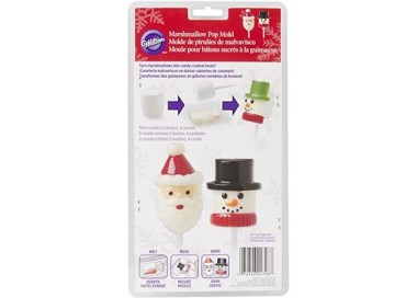 STAMPO MARSHMALLOW NATALE : Forma di PUPAZZO DI NEVE E BABBO NATALE - STAMPO IN PLASTICA - 4 cavità con 2 forme diverse - WILTO