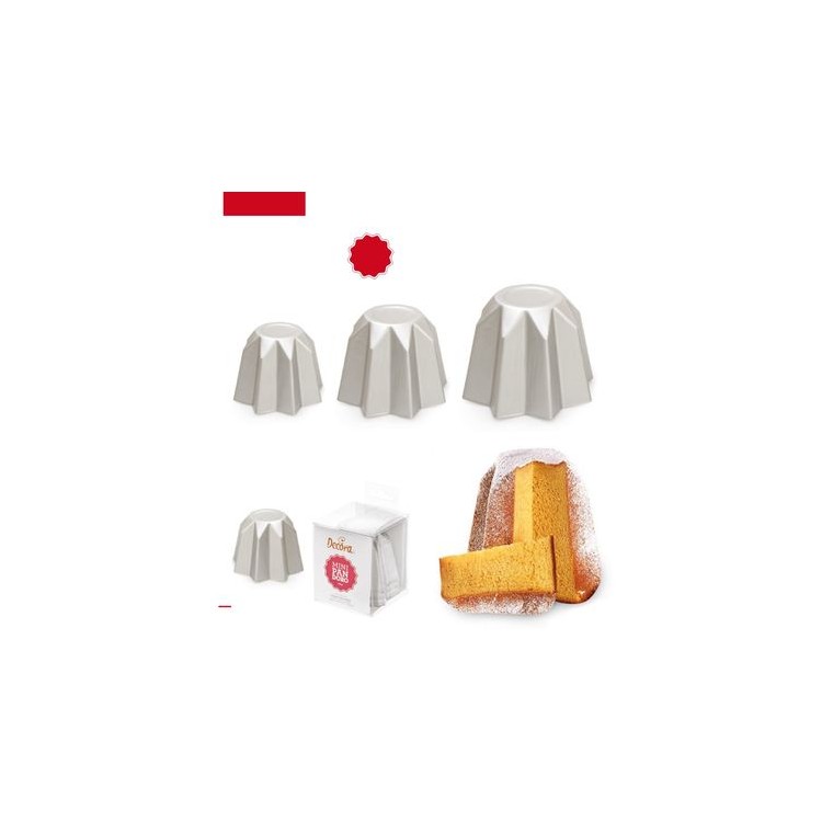 STAMPO MINI  PANDORO IN ALLUMINIO ANODIZZATO 1 pz da 70 G 7 cm x 6,5 cm H DECORA