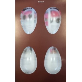 STAMPO PROFESSIONALE PER UOVA DI CIOCCOLATO DA 70 GR IN POLICARBONATO CON 4 CAVITA' 88x56 mm DECORA