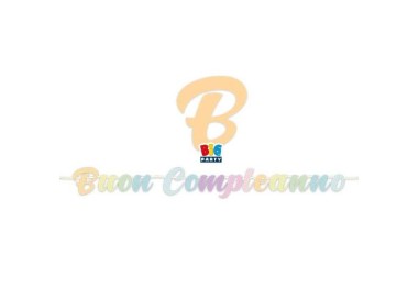 Festone Maxi  Buon Compleanno colori pastello   - L 6 metri x 24 cm H - 1 pz