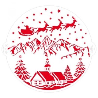 STENCIL ROTONDO  PAESAGGIO NATALIZIO  (Natale) - Dim.25 cm - 1 pezzo - DECORA