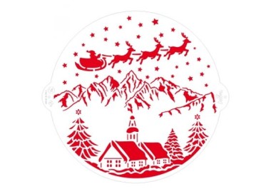 STENCIL ROTONDO  PAESAGGIO NATALIZIO  (Natale) - Dim.25 cm - 1 pezzo - DECORA