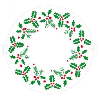 STENCIL ROTONDO GHIRLANDA NATALIZIA (Natale) - Dim.25 cm - 1 pezzo - DECORA