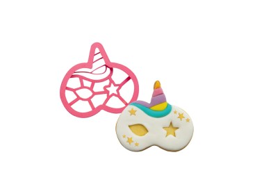 TAGLIAPASTA MASCHERA UNICORNO IN PLASTICA CARNEVALE 9 cm x 9 cm x 2,2 cm H  - DECORA