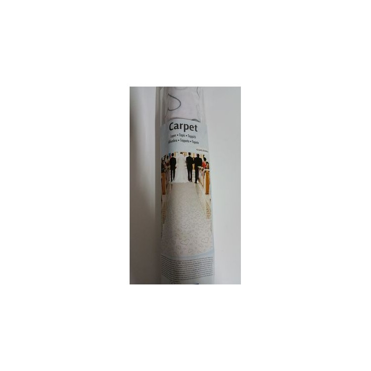 Tappeto Nuziale Bianco a Cuori - Passatoia per Chiesa Cerimonia Matrimonio - Tessuto - larghezza 60 cm x lunghezza 4,5 mtr - 1 