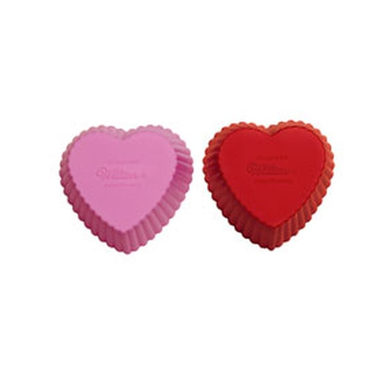 Tazze da cottura in silicone a forma di cuore PZ 12 (6 rossi e 6 rosa )WILTON