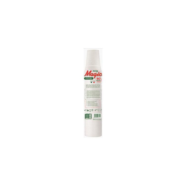 80  BICCHIERI INFRANGIBILI RICICLABILI  IN PLASTICA  200 ml BIANCHI  DOPLA