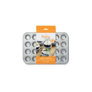 Teglia in cciaio antiaderente per 24 Mini Muffin  (mini cupcake ) Decora