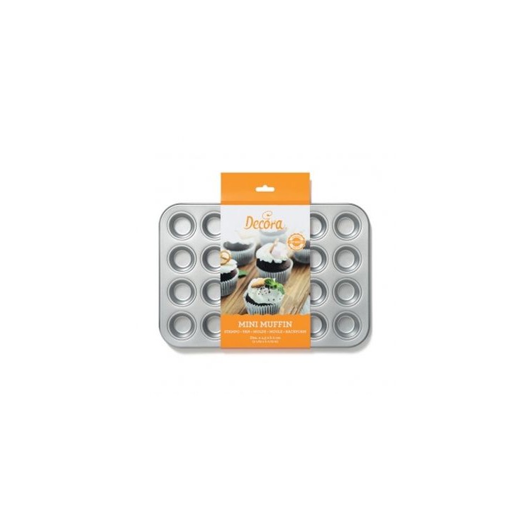 Teglia in cciaio antiaderente per 24 Mini Muffin  (mini cupcake ) Decora