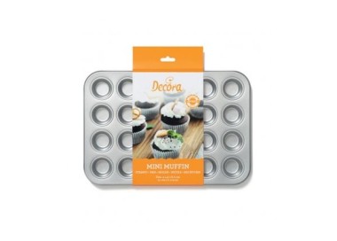 Teglia in cciaio antiaderente per 24 Mini Muffin  (mini cupcake ) Decora