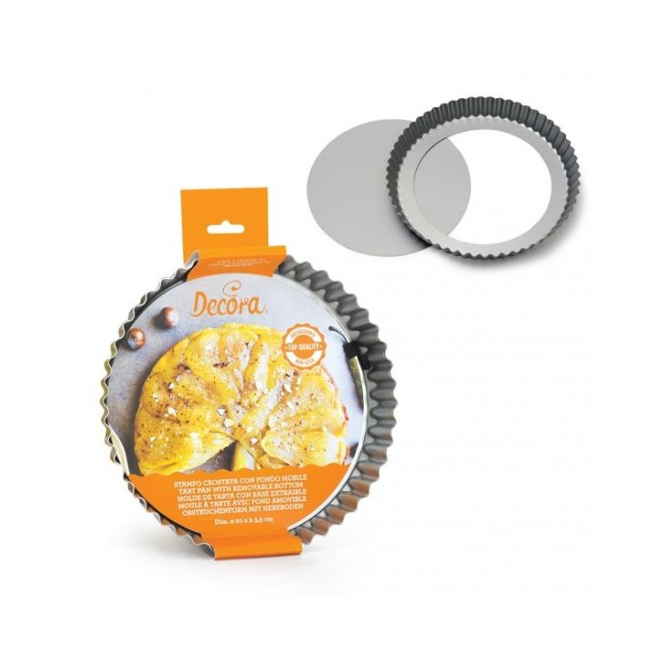 Teglia per crostata con fondo mobile Diametro 20 Cm h 3,5 cm  pz 1 DECORA