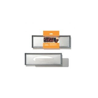 Teglia rettangolare  per crostata con fondo mobile acciaio antiaderente top quality 35 x 11  Cm h 2,5 cm  pz 1 DECORA