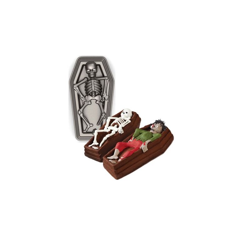 TEGLIA SCHELETRO NEL COFANETTO 3D HALLOWEEN   WILTON