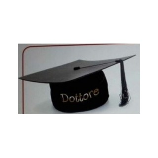Tocco cappello LAUREA con scritta in oro (DOTTORE) - 1 pezzo -