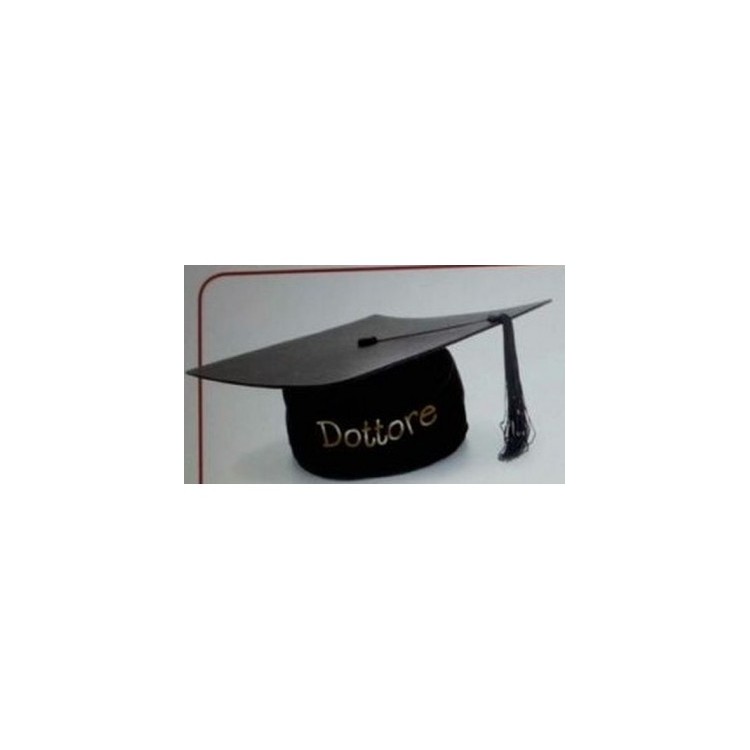 Tocco cappello LAUREA con scritta in oro (DOTTORE) - 1 pezzo -