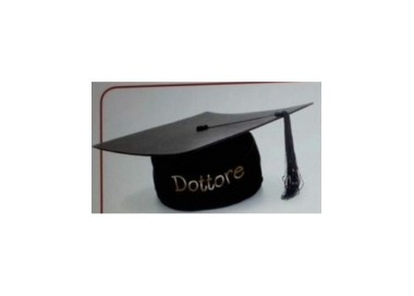 Tocco cappello LAUREA con scritta in oro (DOTTORE) - 1 pezzo -