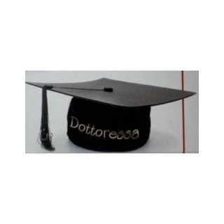 Tocco cappello LAUREA con scritta in oro (DOTTORESSA) - 1 pezzo -