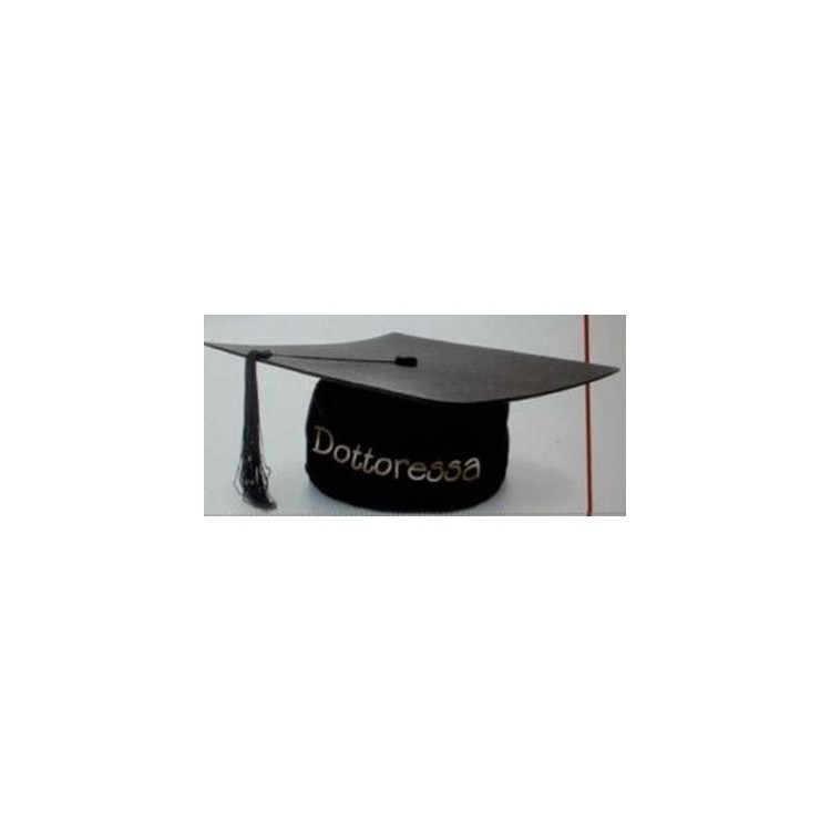 Tocco cappello LAUREA con scritta in oro (DOTTORESSA) - 1 pezzo -