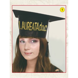 Tocco cappello LAUREA con scritta in oro (LAUREATA D.O.C.) - 1 pezzo -