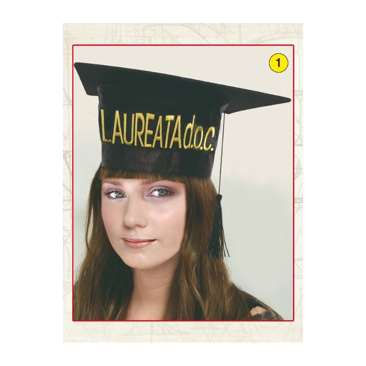 Tocco cappello LAUREA con scritta in oro (LAUREATA D.O.C.) - 1 pezzo -