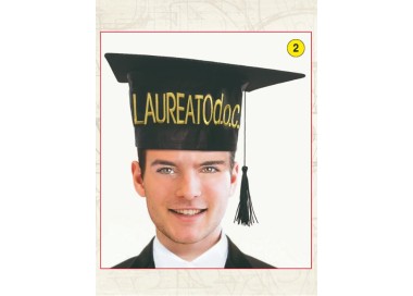 Tocco cappello LAUREA con scritta in oro (LAUREATO  D.O.C.) - 1 pezzo -
