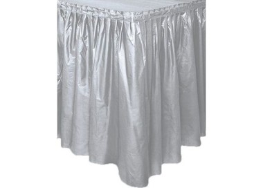 Tovaglia / Gonnellina Copritavolo a Balze per Buffet in Plastica Argento - 73 cm x 426 cm - 1 pezzo - Unique