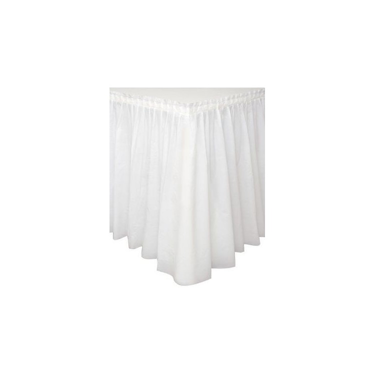 Tovaglia / Gonnellina Copritavolo a Balze per Buffet in Plastica Bianca - 73 cm x 426 cm - 1 pezzo -BIG PARTY