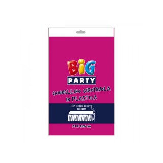 Tovaglia / Gonnellina Copritavolo a Balze per Buffet in Plastica Fucsia New - 73 cm x 426 cm - 1 pezzo - BIG PARTY