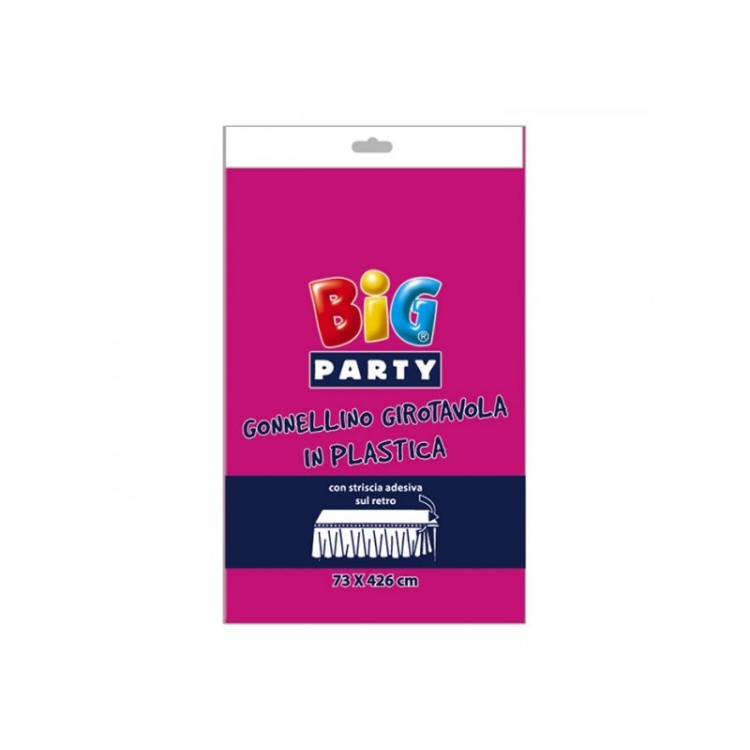 Tovaglia / Gonnellina Copritavolo a Balze per Buffet in Plastica Fucsia New - 73 cm x 426 cm - 1 pezzo - BIG PARTY