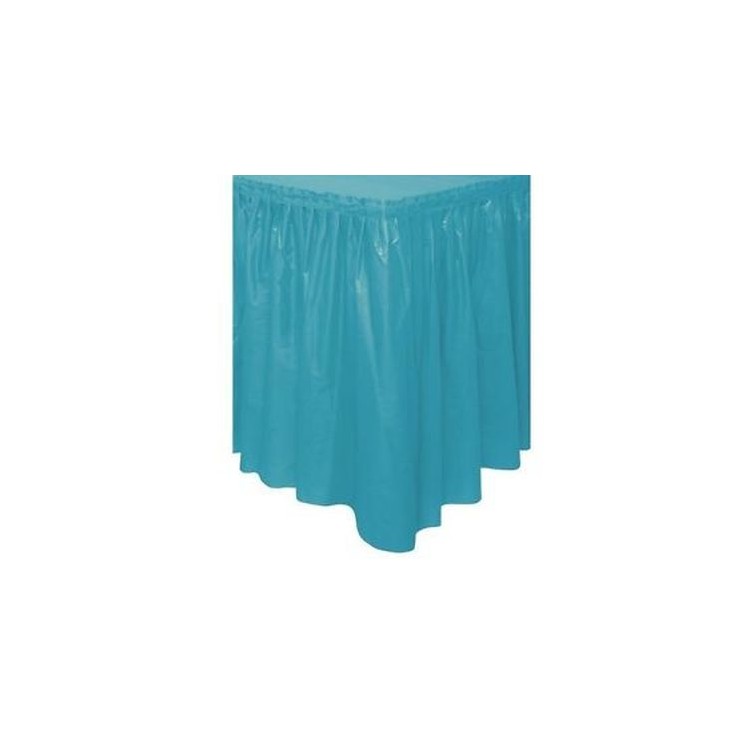 Tovaglia / Gonnellina Copritavolo a Balze per Buffet in Plastica Verde Tiffany - 73 cm x 426 cm - 1 pezzo - Unique