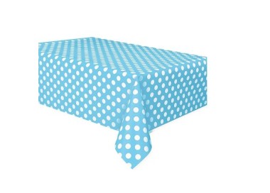TOVAGLIA CELESTE A POIS BIANCHI in Plastica per Festa o Compleanno - 1,37 m x 2,74 m - 1 pezzo - Unique