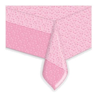 Tovaglia in plastica BABY BIMBA con stampa  biberon,sonaglini ,stelle,bavaglini,  ciucci e cuori  (ROSA CHIARO E ROSA SCURO) 14