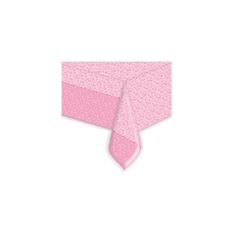 Tovaglia in plastica BABY BIMBA con stampa  biberon,sonaglini ,stelle,bavaglini,  ciucci e cuori  (ROSA CHIARO E ROSA SCURO) 14