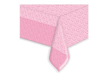 Tovaglia in plastica BABY BIMBA con stampa  biberon,sonaglini ,stelle,bavaglini,  ciucci e cuori  (ROSA CHIARO E ROSA SCURO) 14