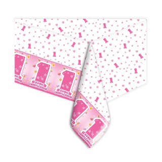 Tovaglia in plastica per il 1° compleanno bimba  140 x 270 Cm completamente stampata 1 pezzi - Big Party