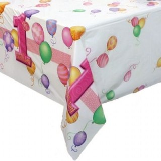 Tovaglia in plastica per il 1° compleanno bimba  completamente stampata 1 pezzi - Unique