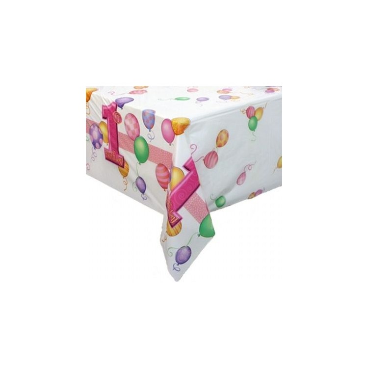 Tovaglia in plastica per il 1° compleanno bimba  completamente stampata 1 pezzi - Unique