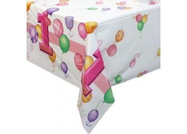 Tovaglia in plastica per il 1° compleanno bimba  completamente stampata 1 pezzi - Unique