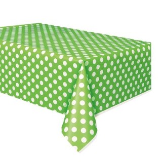 TOVAGLIA VERDE A POIS BIANCHI in Plastica (Verde Lime) per Festa o Compleanno - 1,37 m x 2,74 m - 1 pezzo - Unique
