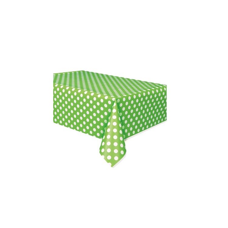 TOVAGLIA VERDE A POIS BIANCHI in Plastica (Verde Lime) per Festa o Compleanno - 1,37 m x 2,74 m - 1 pezzo - Unique